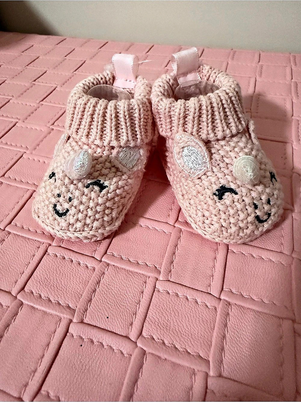 Pink Unicorn Baby Booties Like New